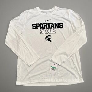 Nike Michigan State Spartans Sole Long Sleeve Shirt Dri-FIT White Mens XL NWT